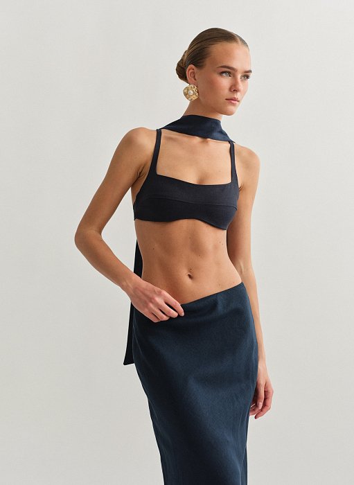 Γυναικείο λινό crop τοπ