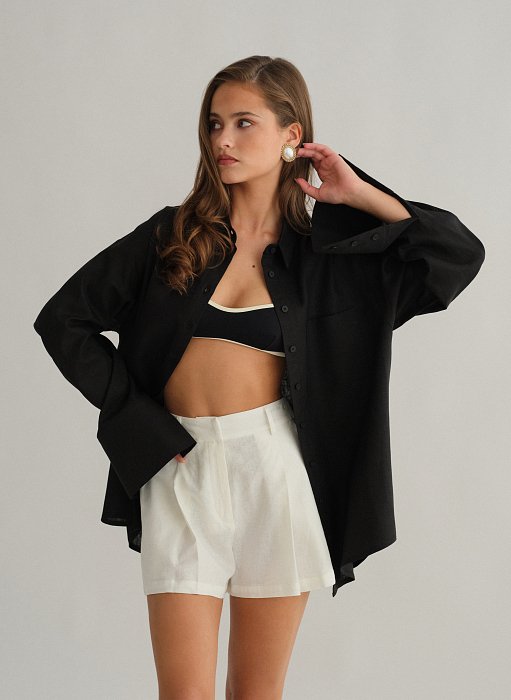 Γυναικείο λινό oversized πουκάμισο