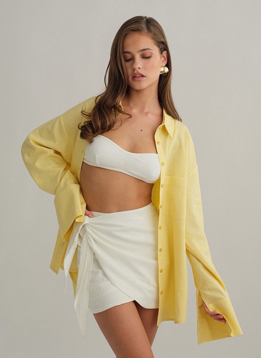 Γυναικείο λινό oversized πουκάμισο