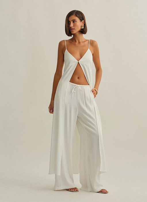 Γυναικείο σατέν παντελόνι με λάστιχο