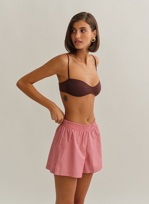 Γυναικείο ριγέ σορτς ποπλίνα