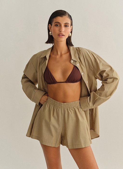 Γυναικείο ριγέ σορτς ποπλίνα