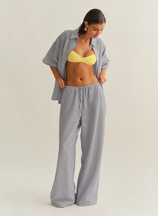 Γυναικείο ριγέ παντελόνι με λάστιχο