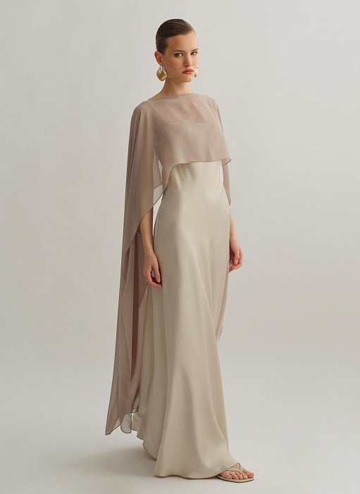 Γυναικεία ασύμμετρη ημιδιάφανη κάπα