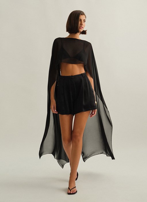 Γυναικείο σατέν σορτς με πιέτες