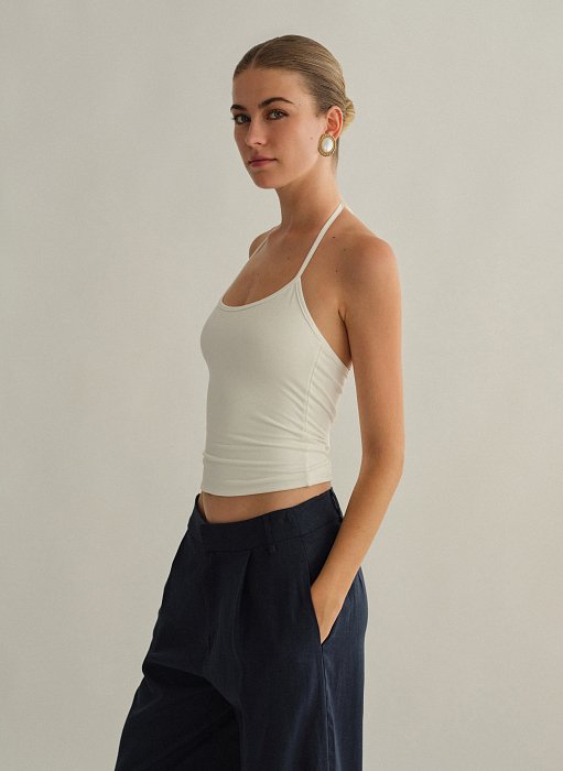 Γυναικείο halter τοπ με δέσιμο στον λαιμό με κορδόνι bamboo