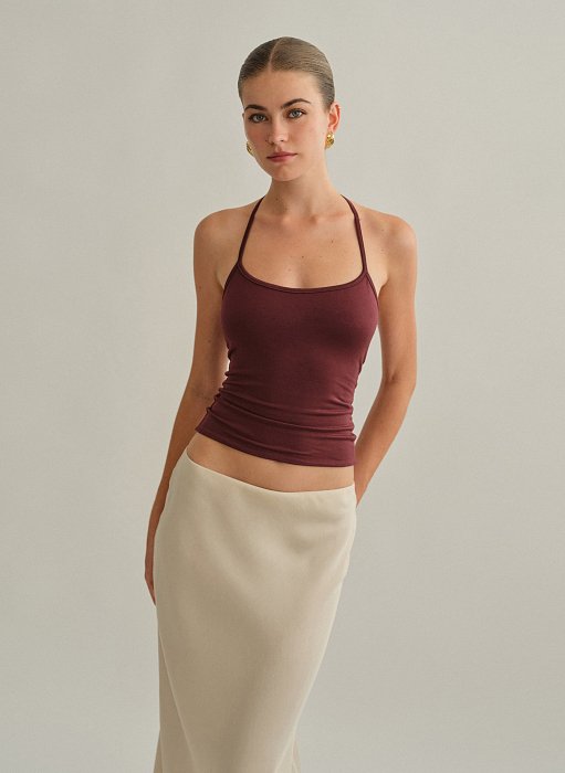 Γυναικείο halter τοπ με δέσιμο στον λαιμό με κορδόνι bamboo