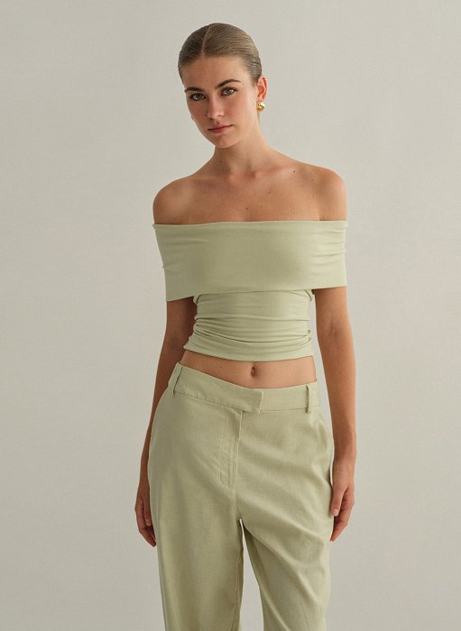 Γυναικείο off-shoulder τοπ bamboo με δέσιμο