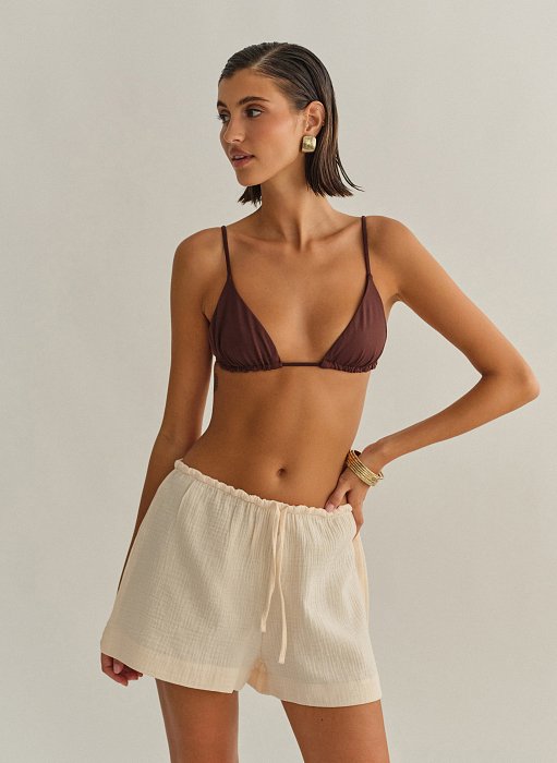 Γυναικείο βαμβακερό ριχτό σορτς με κορδόνι