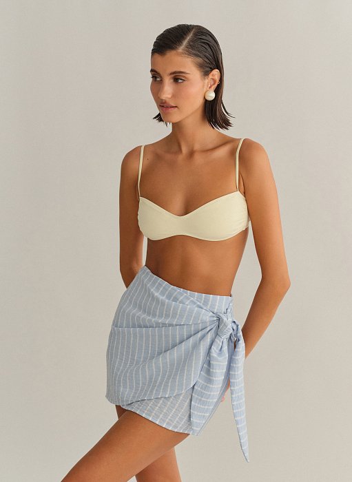 Γυναικείο ριγέ σιελ παρεό με δέσιμο