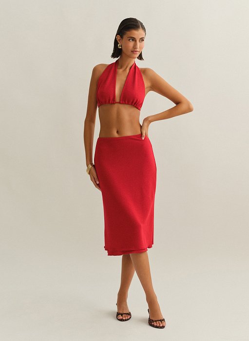 Γυναικεία midi φούστα με ελαφριά πλέξη