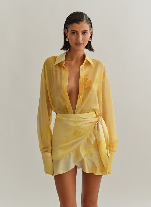 Γυναικεία σατέν εμπριμέ μίνι φούστα φάκελος