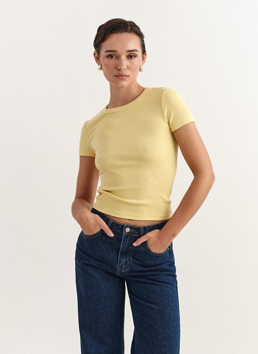 Product: Shortsleeve basic ribbed blouse