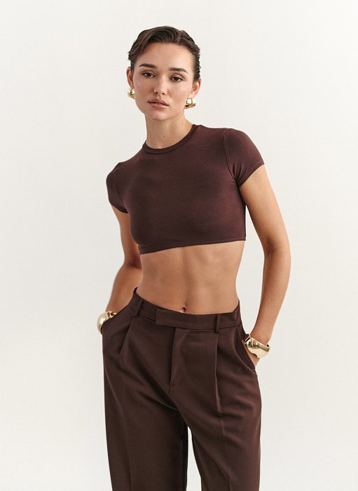 Γυναικείο κοντομάνικο crop τοπ bamboo