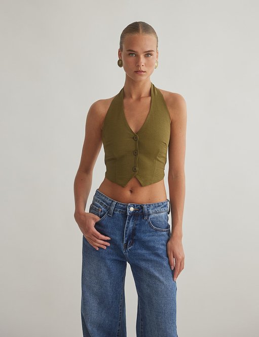 Γυναικείο γιλέκο με ανοιχτή πλάτη και δέσιμο