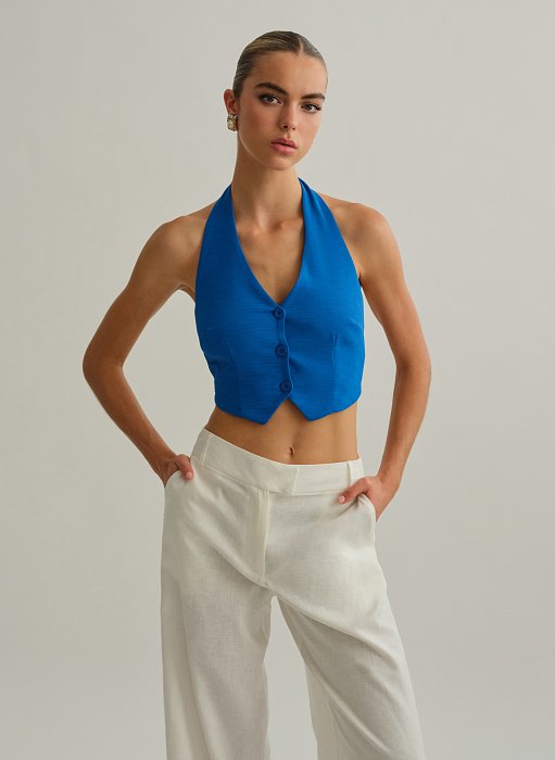 Γυναικείο γιλέκο με ανοιχτή πλάτη και δέσιμο
