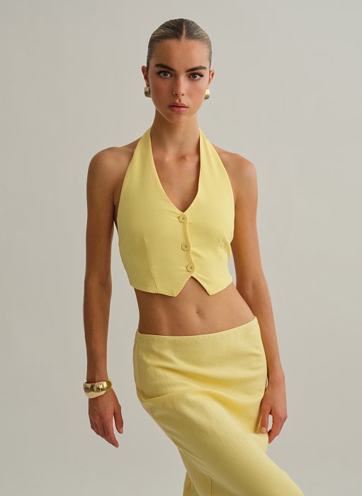 Γυναικείο γιλέκο με ανοιχτή πλάτη και δέσιμο