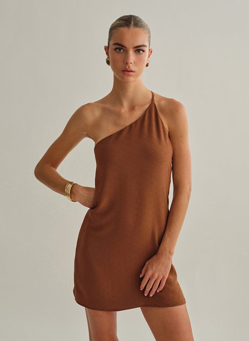 Γυναικείο one-shoulder μίνι φόρεμα με ανοιχτή πλάτη
