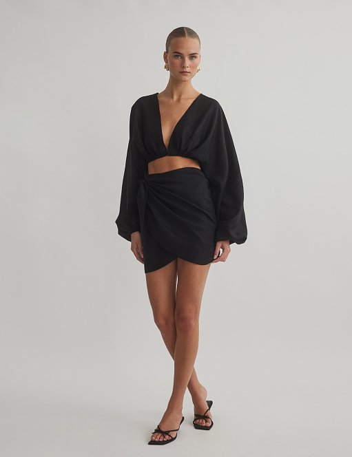 Γυναικεία λινή μίνι φούστα φάκελος