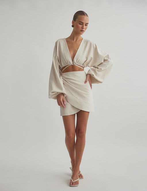 Γυναικεία λινή μίνι φούστα φάκελος