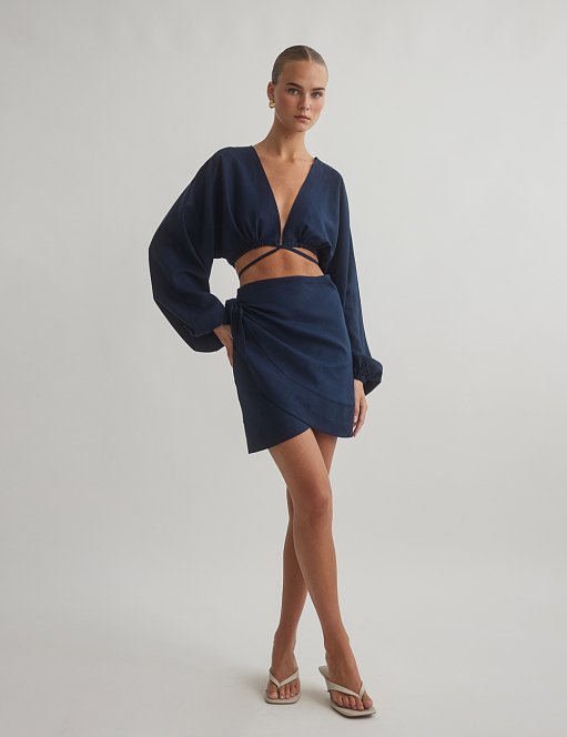 Γυναικεία λινή μίνι φούστα φάκελος