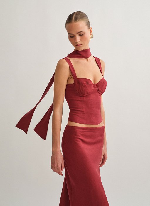 Γυναικείο μακρύ λινό φουλάρι