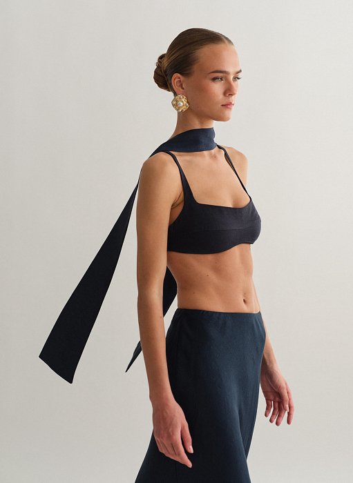 Γυναικείο μακρύ λινό φουλάρι