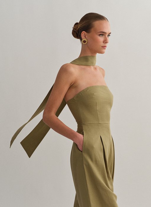 Γυναικείο μακρύ λινό φουλάρι