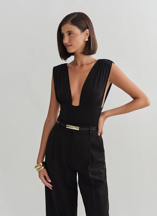 Γυναικείο κορμάκι με φαρδιές τιράντες