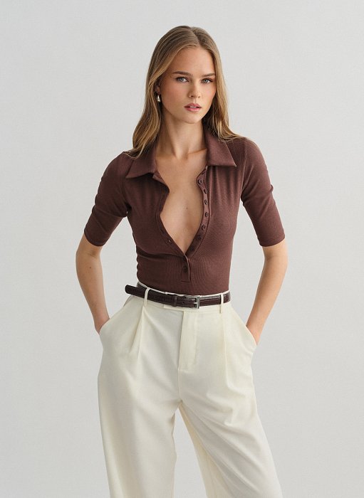 Product: Ribbed bodysuit with collar