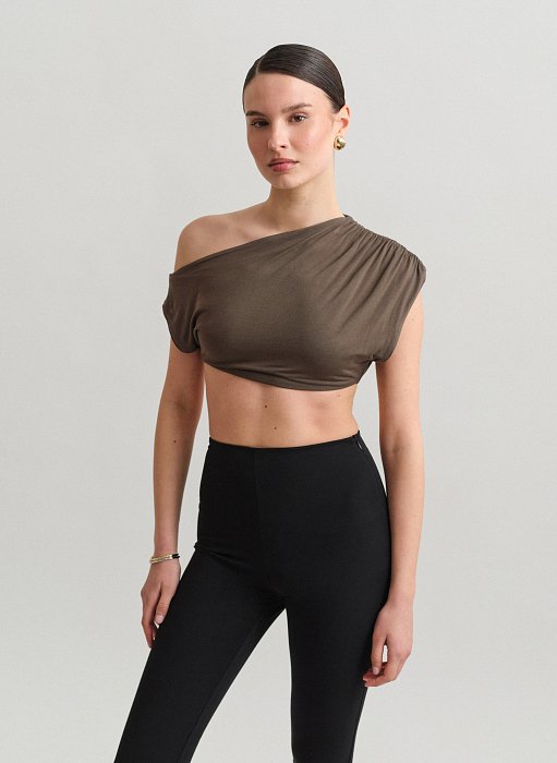 Product: Bamboo one-shoulder crop top