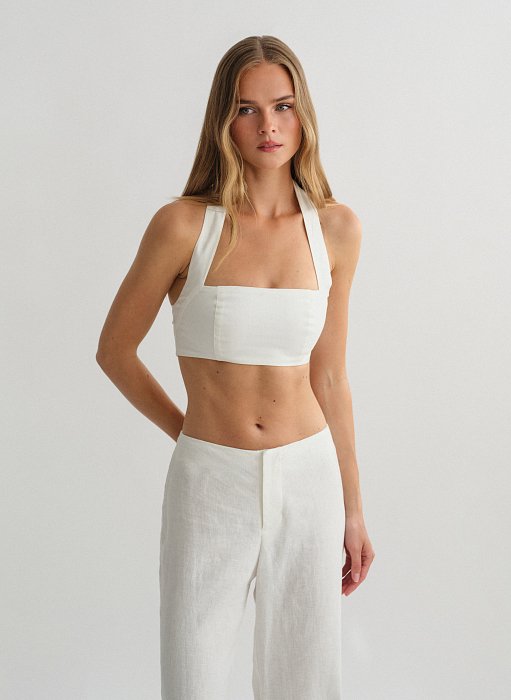 Προϊόν: Λινό halter crop τοπ