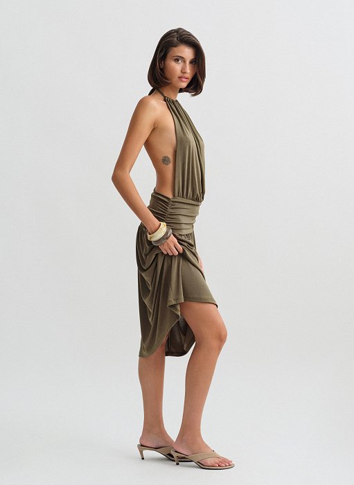 Προϊόν: Halter midi φόρεμα με σούρες