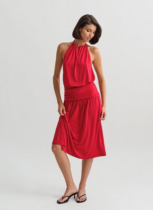 Προϊόν: Halter midi φόρεμα με σούρες