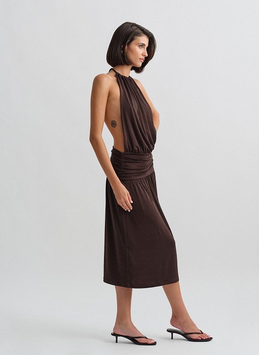 Προϊόν: Halter midi φόρεμα με σούρες