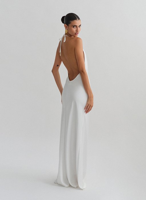 Προϊόν: Σατέν halter maxi φόρεμα