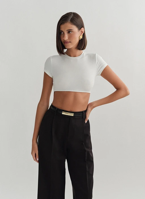 Προϊόν: Κοντομάνικο crop τοπ με λάστιχο bamboo