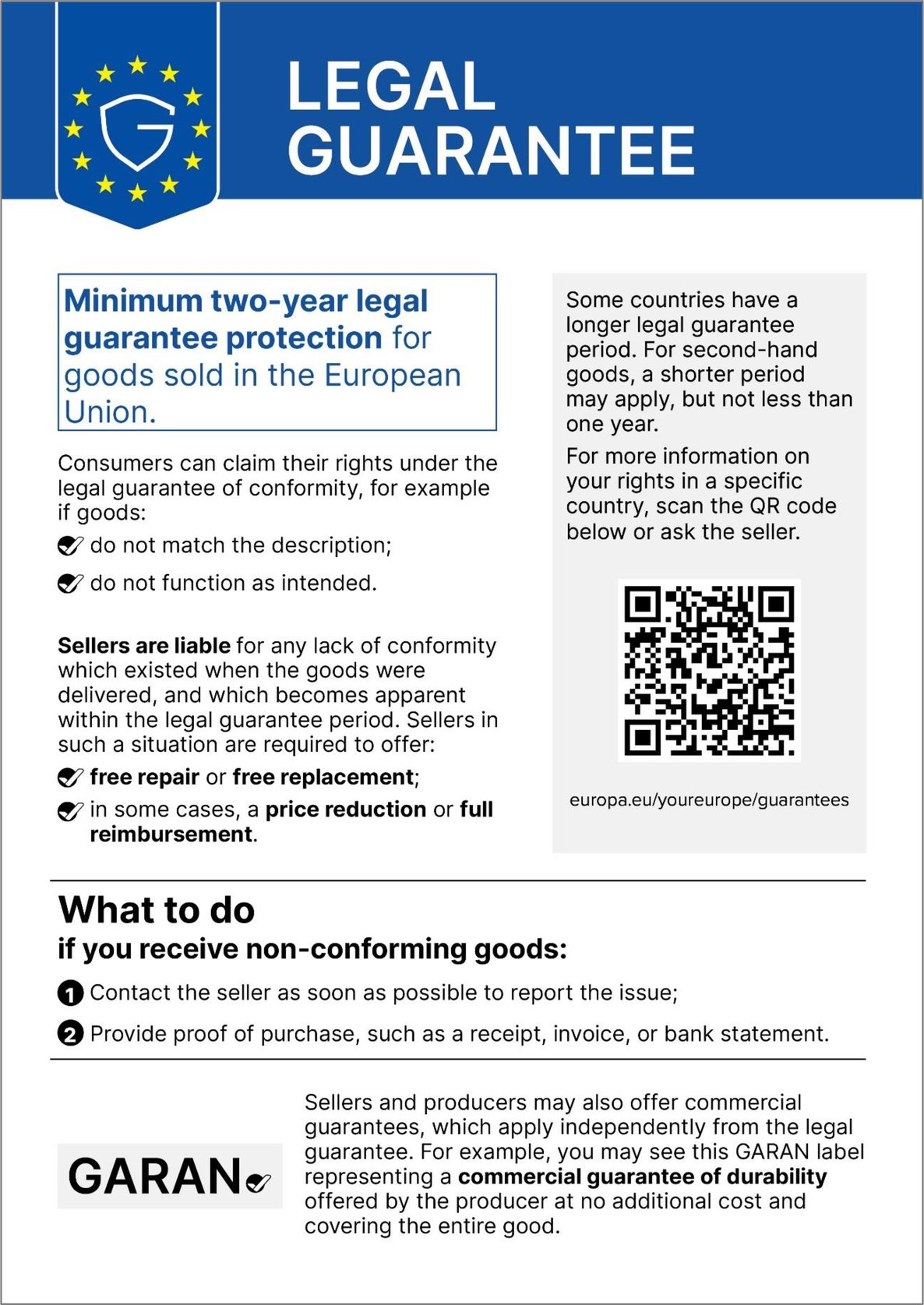 EU legal guarantee label